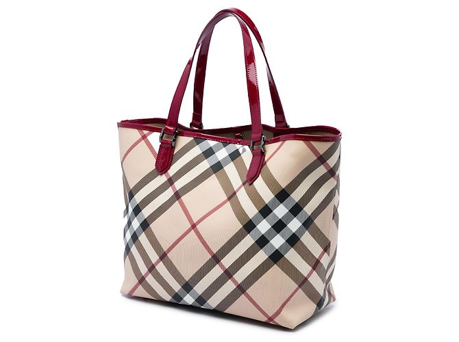 Sac cabas Burberry Beige Supernova Check en toile enduite - vue 2