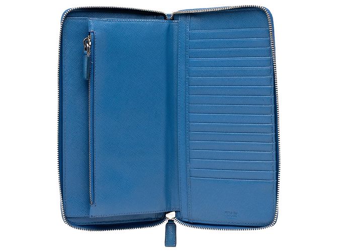 Cartera Organizadora de Viaje Prada Blue Saffiano Zip Around Azul - vista 5