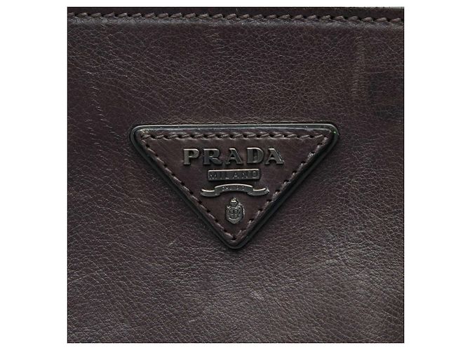 Borsa Prada Brown Bicolor Glace Calf Twin Pocket Double Handle Satchel Marrone Marrone scuro - vista 5