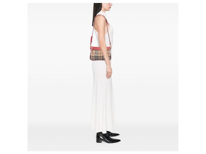Burberry Beige Haymarket Check Nylon Peyton Crossbody - vista 6