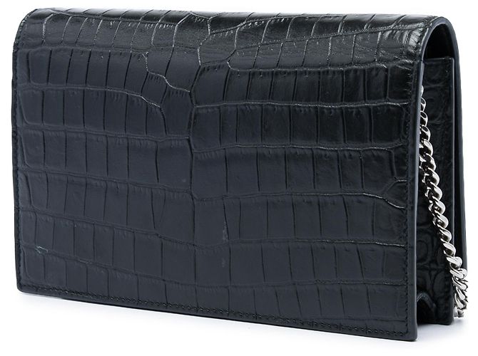 Autre Marque Saint Laurent Cartera con cadena Monogram Kate con borla en piel grabada efecto cocodrilo negro - vista 2