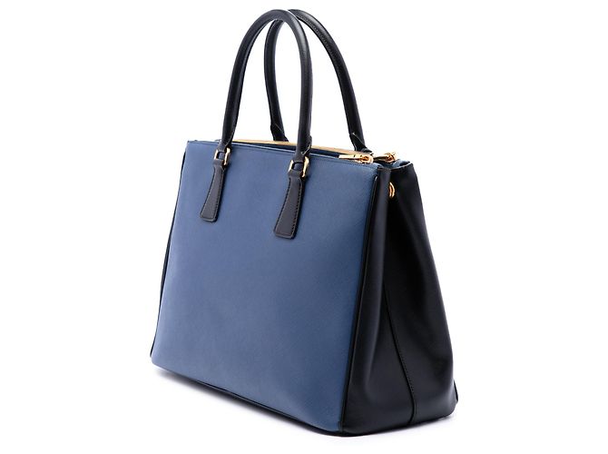 Prada Blue Medium Bicolor Saffiano Lux Galleria Double Zip Satchel Handtasche Blau - Ansicht 2