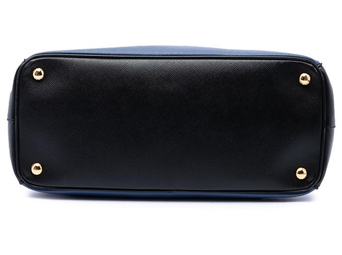 Prada Blue Medium Bicolor Saffiano Lux Galleria Double Zip Satchel Handtasche Blau - Ansicht 3