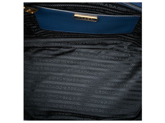 Prada Blue Medium Bicolor Saffiano Lux Galleria Double Zip Satchel Handtasche Blau - Ansicht 4