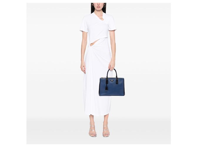 Prada Blue Medium Bicolor Saffiano Lux Galleria Double Zip Satchel Handtasche Blau - Ansicht 6