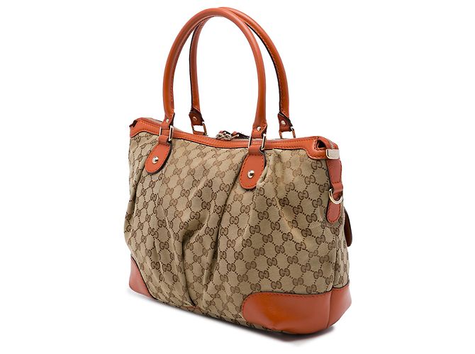 Sac Satchel Gucci Beige GG Canvas Sukey - vue 2