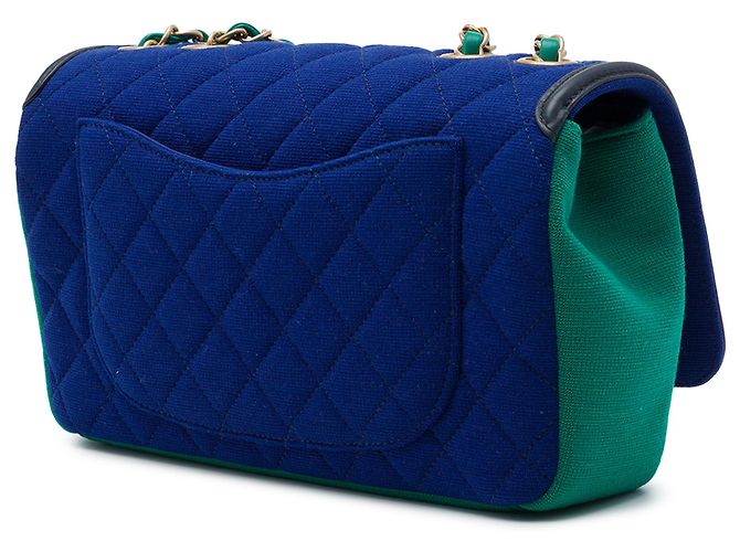 Chanel Blue Small Tricolor Jersey CC Filigree Flap - vista 2