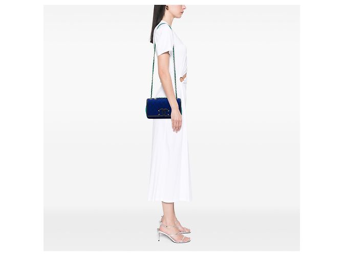 Chanel Blue Small Tricolor Jersey CC Filigree Flap - vista 6