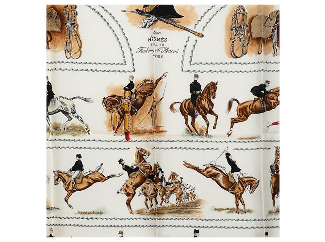 Foulard di seta Hermès Cadre Noir bianco 90 - vista 8