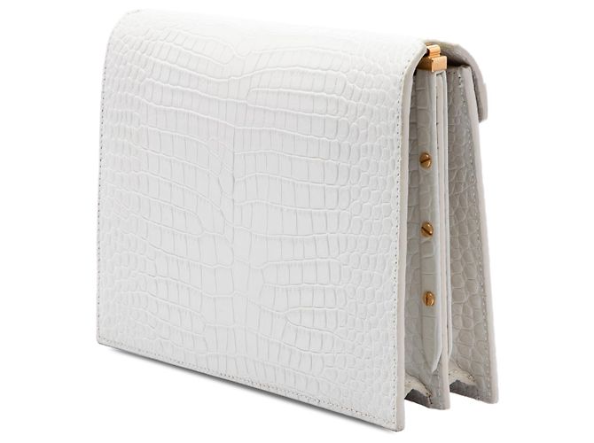 Autre Marque Borsa Saint Laurent Cassandra con chiusura monogramma in pelle embossed effetto coccodrillo bianca Bianco - vista 2