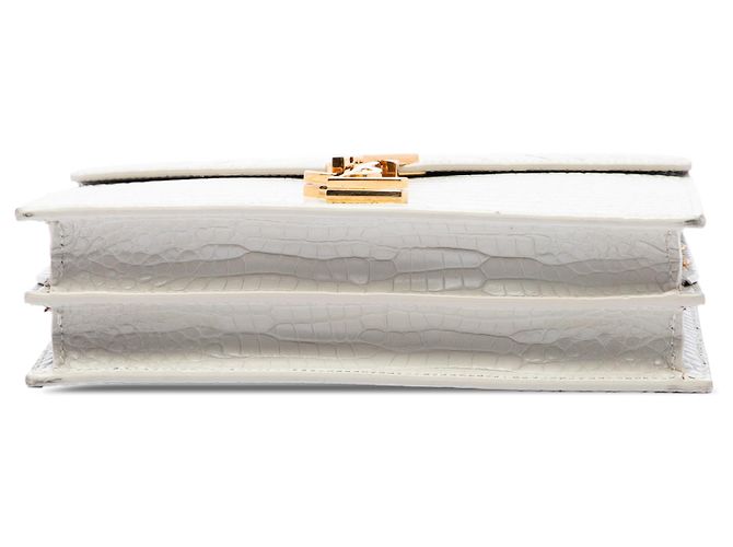 Autre Marque Borsa Saint Laurent Cassandra con chiusura monogramma in pelle embossed effetto coccodrillo bianca Bianco - vista 3
