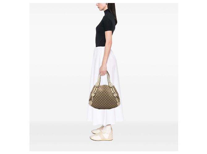 Borsa a tracolla Gucci Beige GG Canvas Horsebit Pelham - vista 5