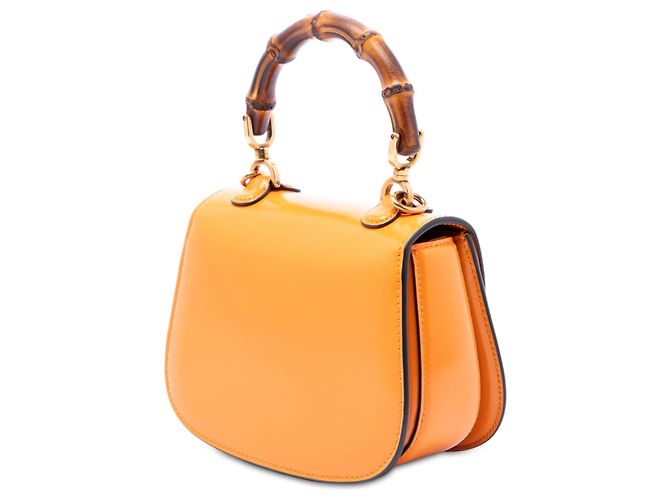Bamboo Borsa Gucci Orange Mini Calfskin Web 1947 con manico in bambù Arancione - vista 2