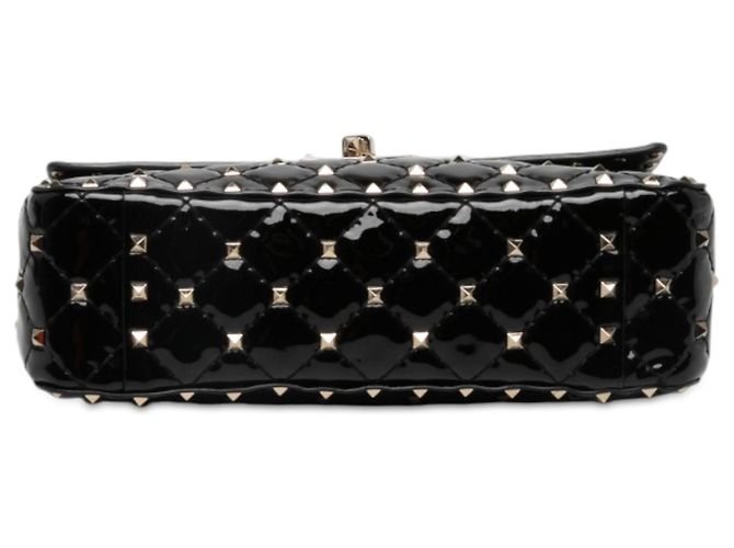 Sac Satchel Valentino Rockstud Spike Medium en cuir verni noir - vue 3