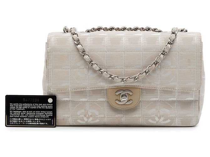 Chanel Beige New Travel Line Medium Nylon Single Flap Bege - vista 7