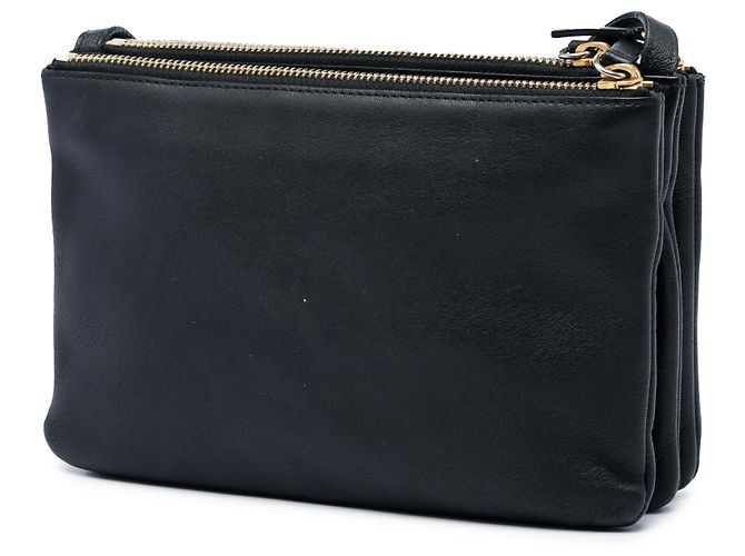 Céline Celine Trio Crossbody Small in Pelle di Agnello Nera Nero - vista 2