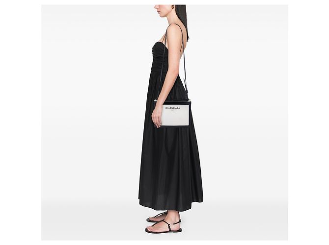 Balenciaga Pochette Crossbody in tela marrone e blu navy Beige - vista 6