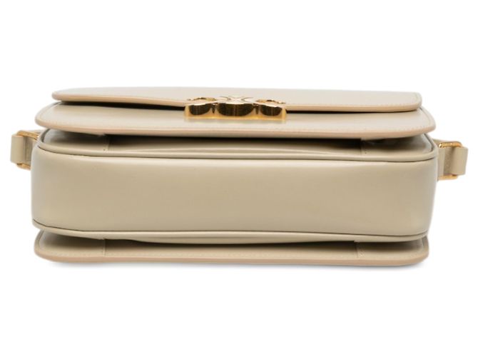 Céline Celine Brown Classique Shiny Calfskin Triomphe Crossbody Marrom Bege - vista 3