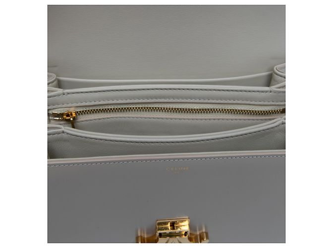 Céline Celine Brown Classique Shiny Calfskin Triomphe Crossbody Marrom Bege - vista 5
