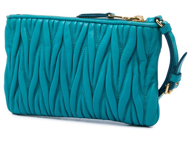 Miu Miu Blue Matelasse Lambskin Leather Clutch Turquoise - view 2