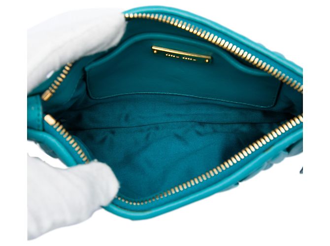 Miu Miu Blue Matelasse Lambskin Leather Clutch Turquoise - view 4