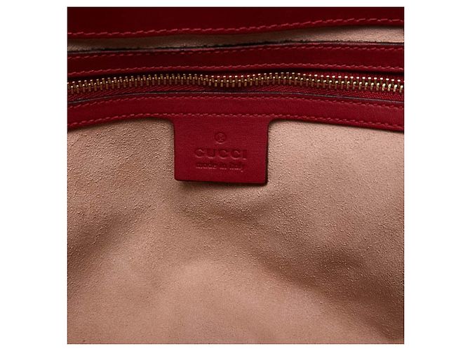 Bamboo Borsa Gucci Nymphaea Small in pelle di vitello rossa con bambù Rosso - vista 5