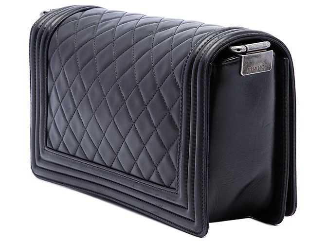 Chanel Black Old Medium Quilted Lambskin Boy Flap - view 2