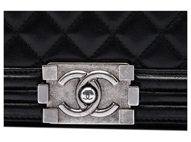 Chanel Black Old Medium Quilted Lambskin Boy Flap - view 5