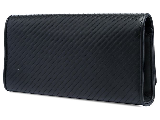 Autre Marque Clutch Saint Laurent Black Matelasse Diagonal Calfskin Monogram Cassandre Nero - vista 2