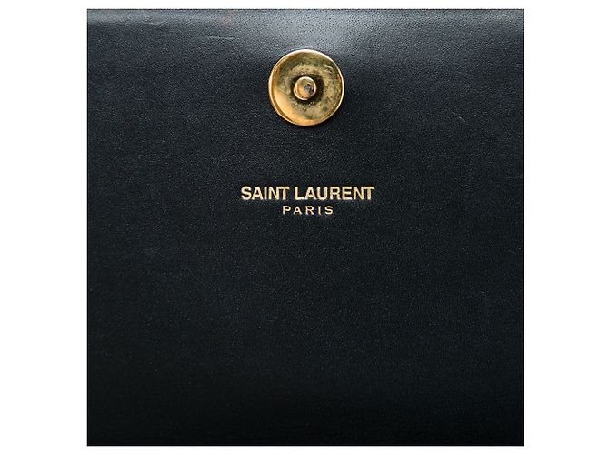 Autre Marque Clutch Saint Laurent Black Matelasse Diagonal Calfskin Monogram Cassandre Nero - vista 5