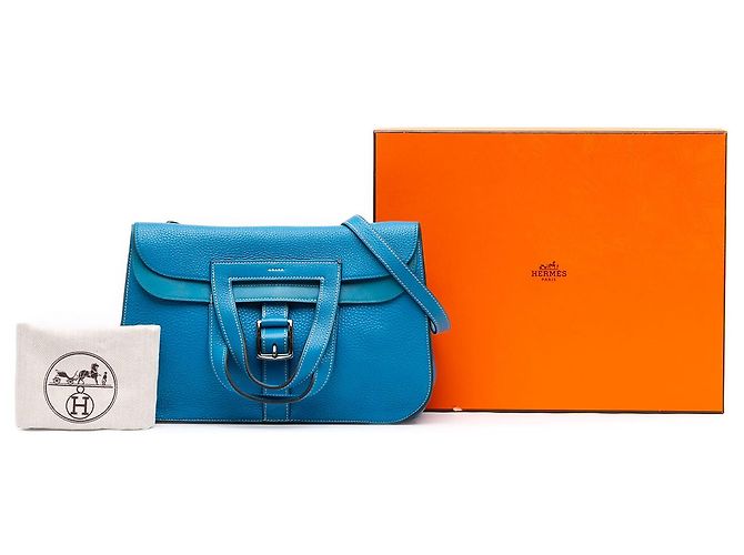 Hermès Blue Clemence Halzan 31 Bleu - vue 7