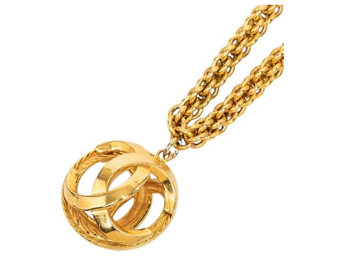 Collana con pendente Chanel Gold CC placcata in oro D'oro - vista 2