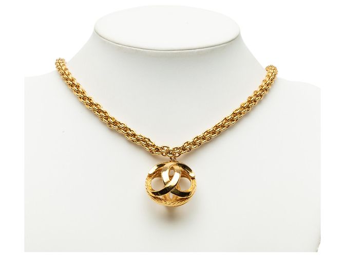 Collana con pendente Chanel Gold CC placcata in oro D'oro - vista 5