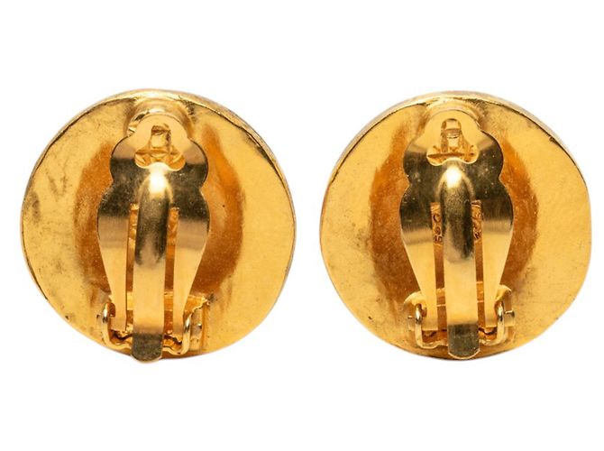 Orecchini a clip rotondi Arabesque Chanel Gold CC placcati in oro D'oro - vista 2
