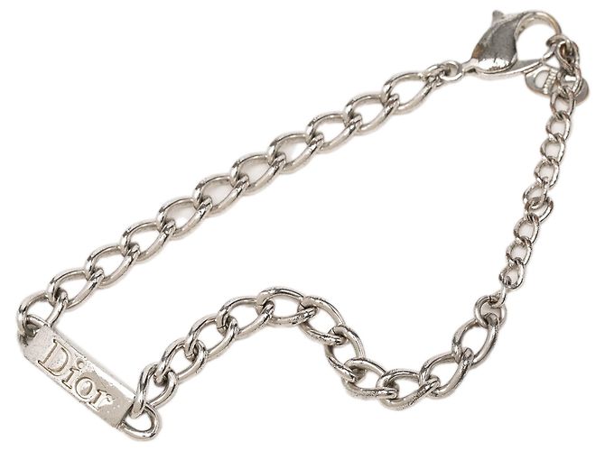 Dior Armband mit Gliederkette aus silberfarbenem Messing und Logo - Ansicht 2