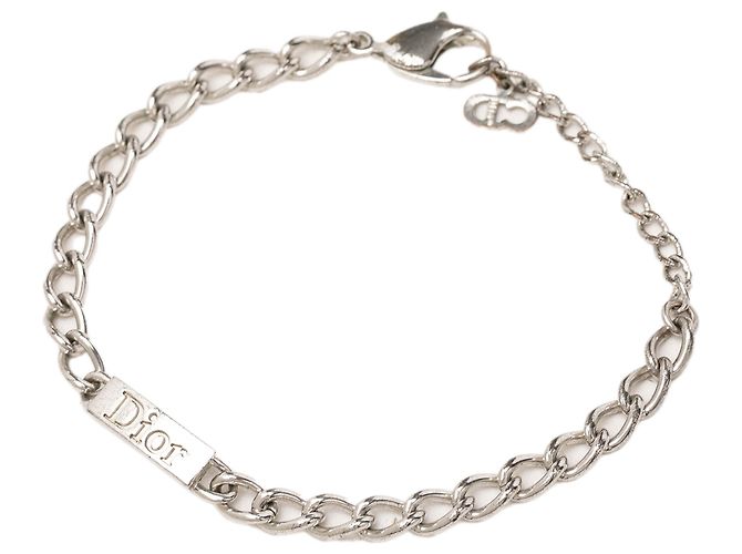 Dior Armband mit Gliederkette aus silberfarbenem Messing und Logo - Ansicht 3