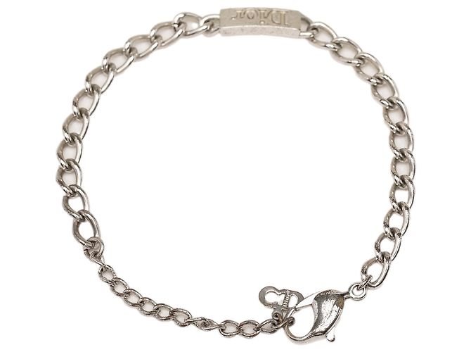 Dior Armband mit Gliederkette aus silberfarbenem Messing und Logo - Ansicht 4