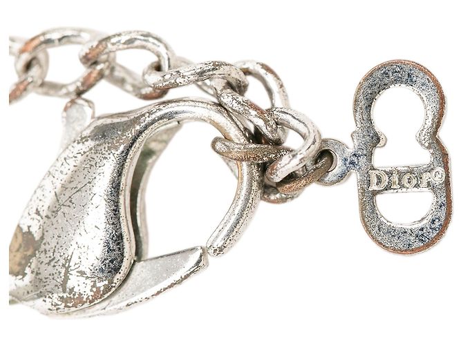 Dior Armband mit Gliederkette aus silberfarbenem Messing und Logo - Ansicht 7