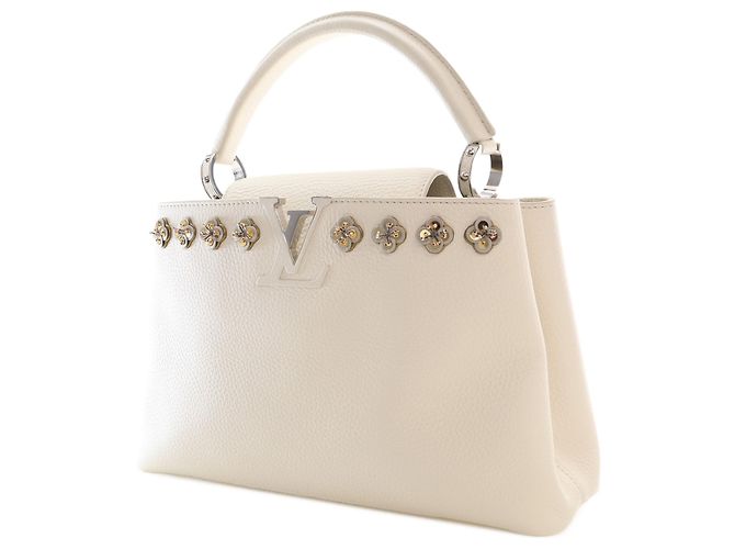 Louis Vuitton White Taurillon Flowers Capucines PM Weiß - Ansicht 7