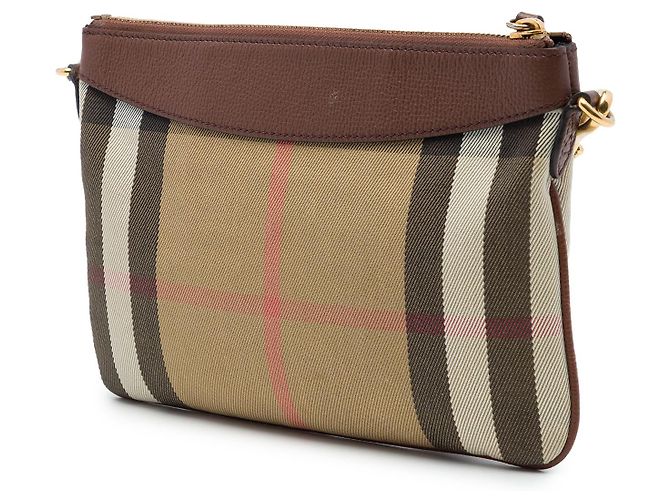 Burberry Brown House Check Canvas Derby Peyton Crossbody Marrom Castanho claro - vista 2