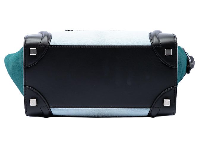 Céline Celine Blue Micro Tricolor Pony Hair Luggage Tote Blau Hellblau - Ansicht 3