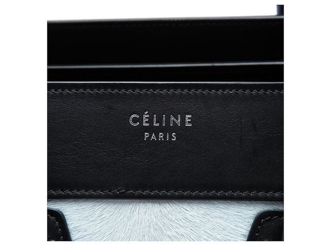 Céline Celine Blue Micro Tricolor Pony Hair Luggage Tote Blau Hellblau - Ansicht 5