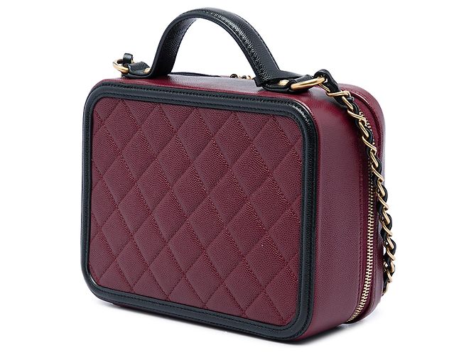 Chanel Red Medium Bicolor Caviar CC Filigree Vanity Case Rot Bordeaux - Ansicht 2