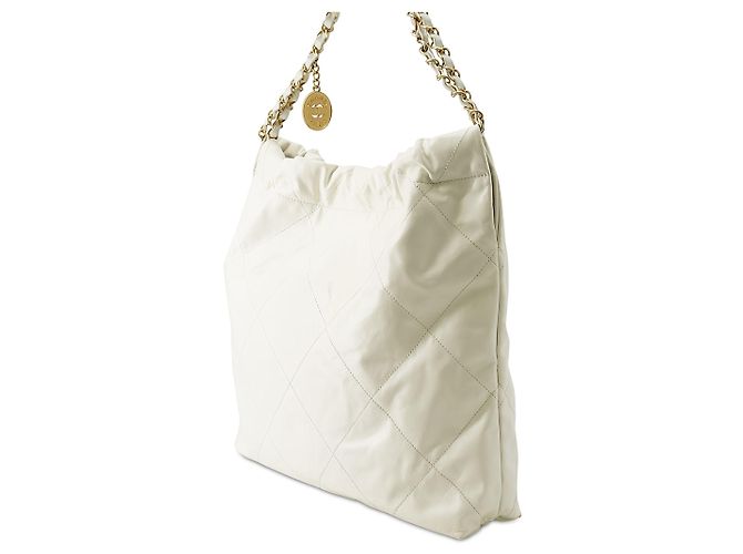 Borsa Chanel 22 Small in vitello lucido matelassé bianca Bianco Bianco sporco - vista 2