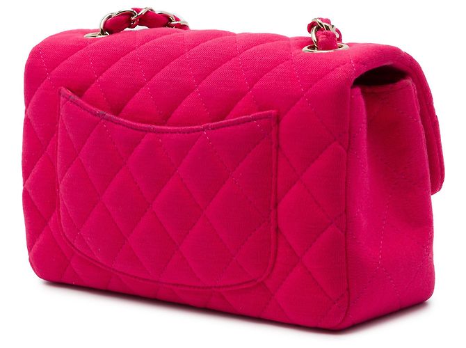 Chanel Mini Rectangular Classic Jersey Single Flap Rosa - vista 2