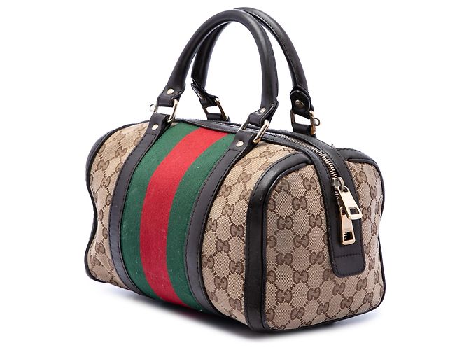 Borsa Boston Gucci Joy Small in tela GG beige e Web - vista 2