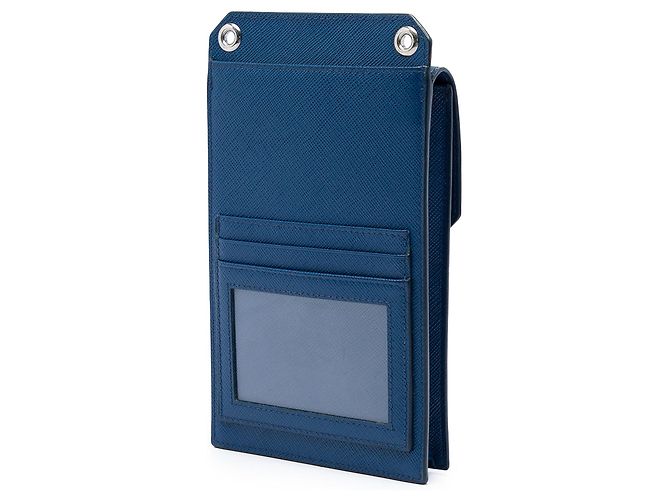 Prada Smartphone-Hülle aus blauem Saffiano-Leder - Ansicht 2
