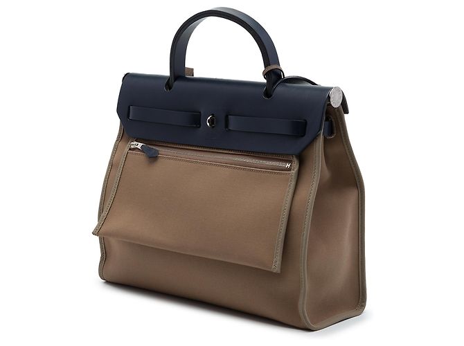 Hermès Brown Toile Herbag Zip 31 Castaño Gris pardo - vista 2