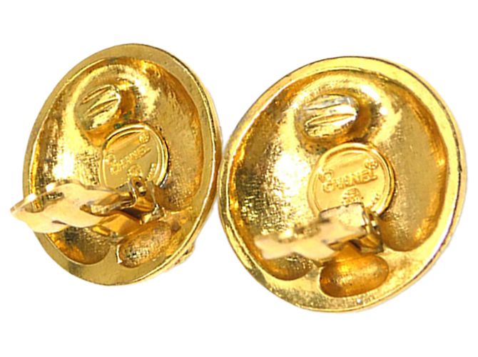 Chanel Gold Gold Plated Logo Runde Clip-On Ohrringe Golden - Ansicht 7