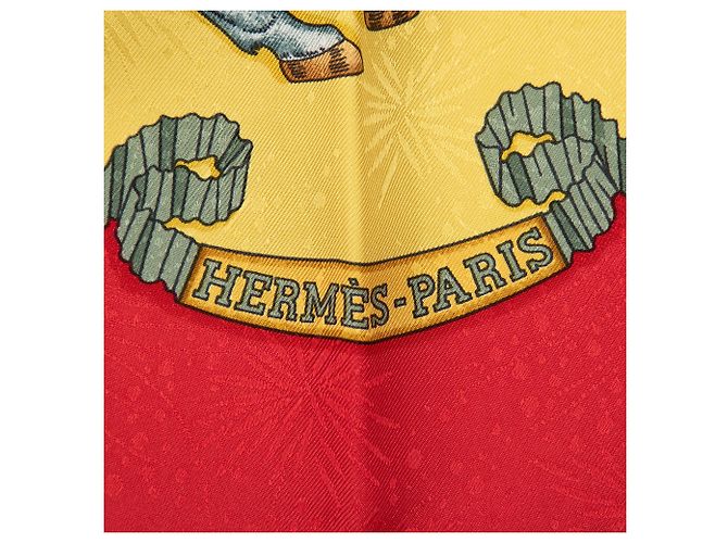 Foulard di seta Hermès Yellow Les Fetes du Roi Soleil 90 - vista 3